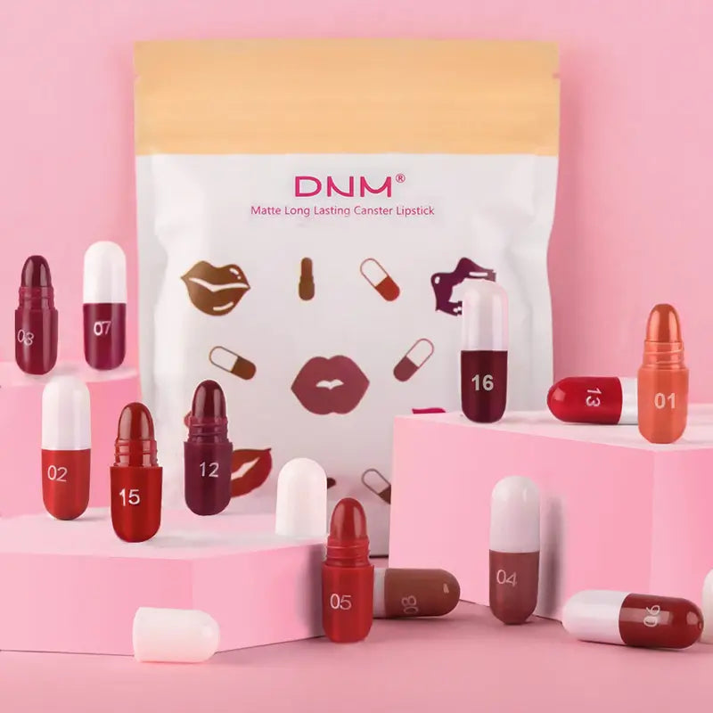 KS-One 18-Color Capsule Lipstick Set – Silky Smooth Matte Finish Mini Lipstick Pods (Travel Size & Portable)