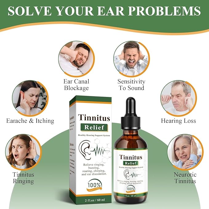 Tinnitus Relief Drops | 100% Herbal Ear Oil for Ringing & Buzzing | Helps Reduce Ear Discomfort & Roaring | Natural Hearing Support Formula | For Men & Women | 60 ml (1)