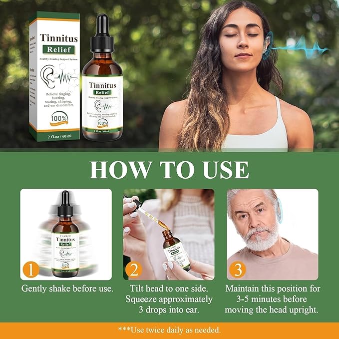 Tinnitus Relief Drops | 100% Herbal Ear Oil for Ringing & Buzzing | Helps Reduce Ear Discomfort & Roaring | Natural Hearing Support Formula | For Men & Women | 60 ml (1)