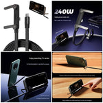 📱 2-in-1 Charger Cable with Phone Stand Super fast USB-C to USB-C charging cable ⚡ | Supports up to 240W fast charging 📏 Length: 1.5M